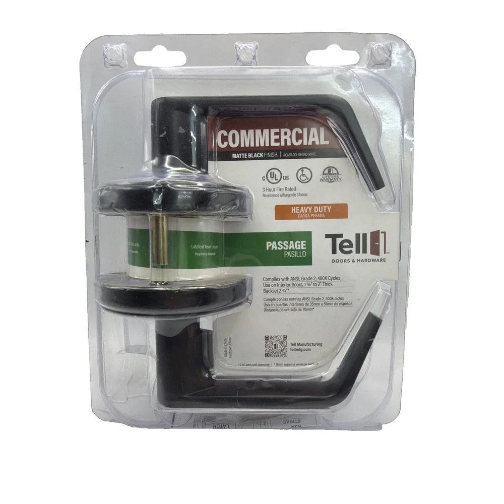 Tell Commercial Passage Door Lever Matte Black LC2675CTL US19 Heavy Duty New